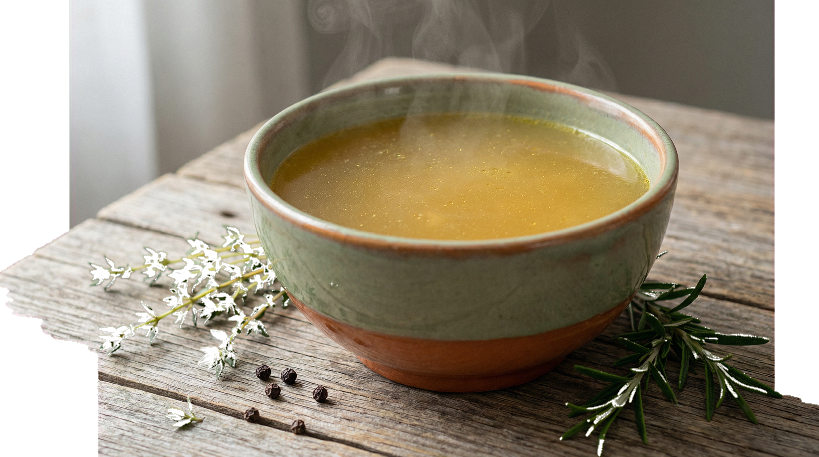 Rich bone broth with herbs